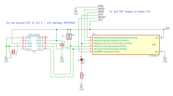 ATtiny85-MMA7660 schematic
