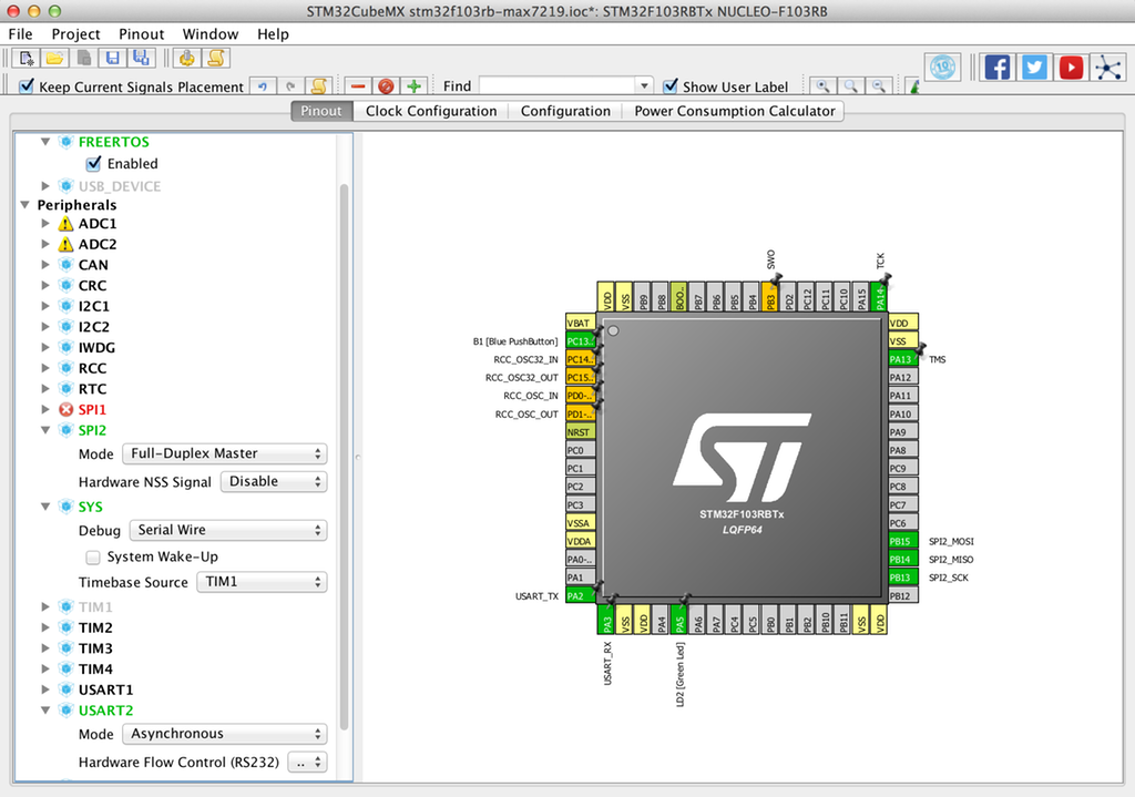 STM32CubeMX pinout