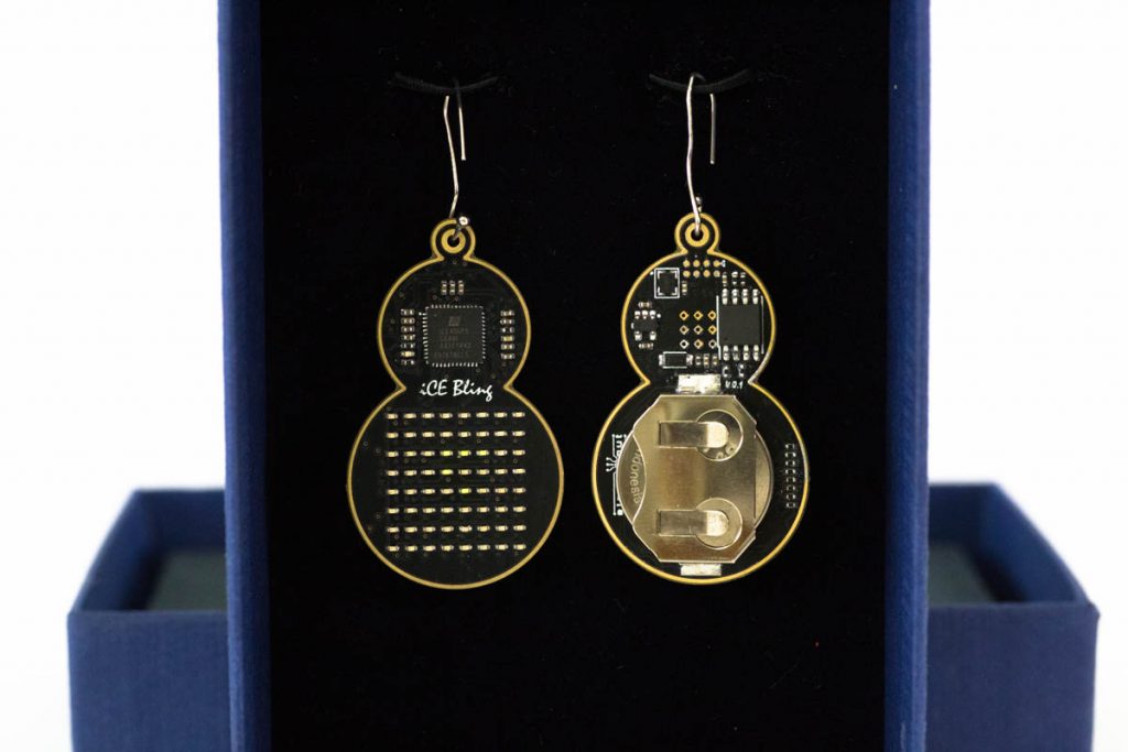 iCE Bling FPGA - Beautiful LED Earrings with Lattice iCE40 1